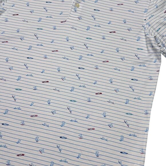 Johnnie-O Surfin' Stripes Men's Short Sleeve Golf Polo Shirt - Size Medium - Picture 4 of 5